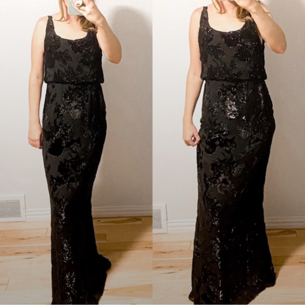 Alice + Olivia Black Sequin Maxi Dress